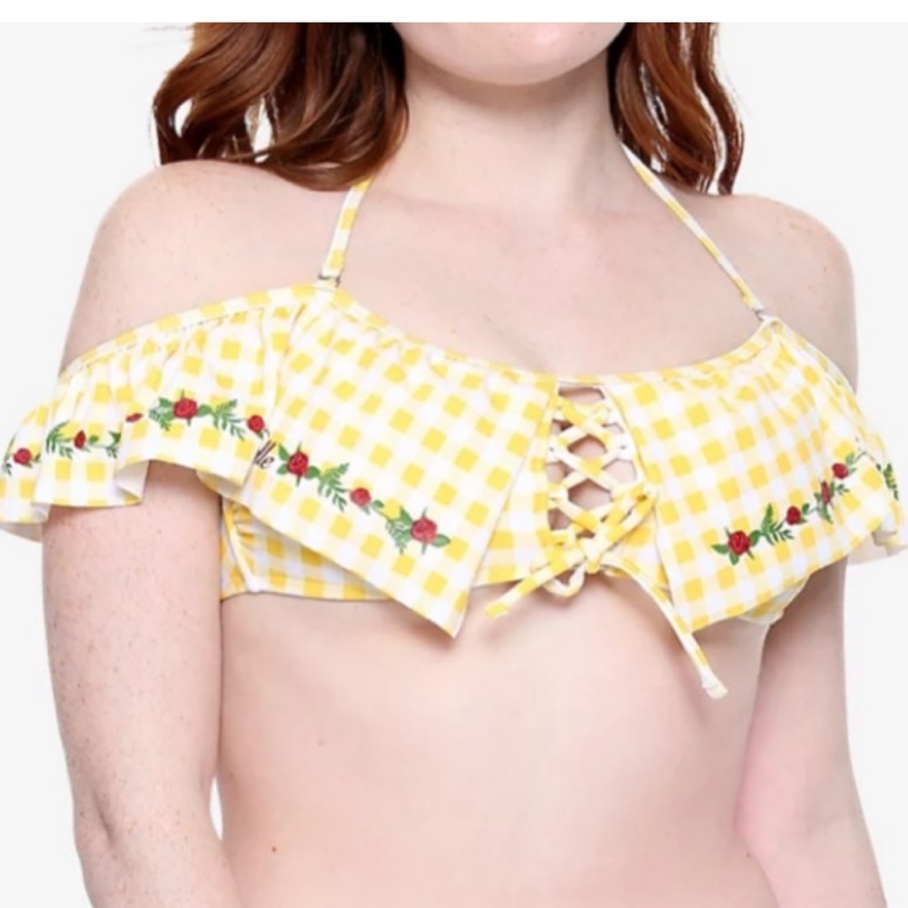 Disney Beauty & The Beast Belle Gingham Swim Bikini Top